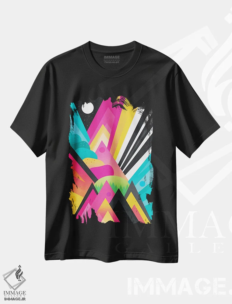 تیشرت مشکی طرح دار باغ فضایی، آبستره اثر الیزابت فردریکسون | فروشگاه ایماژ