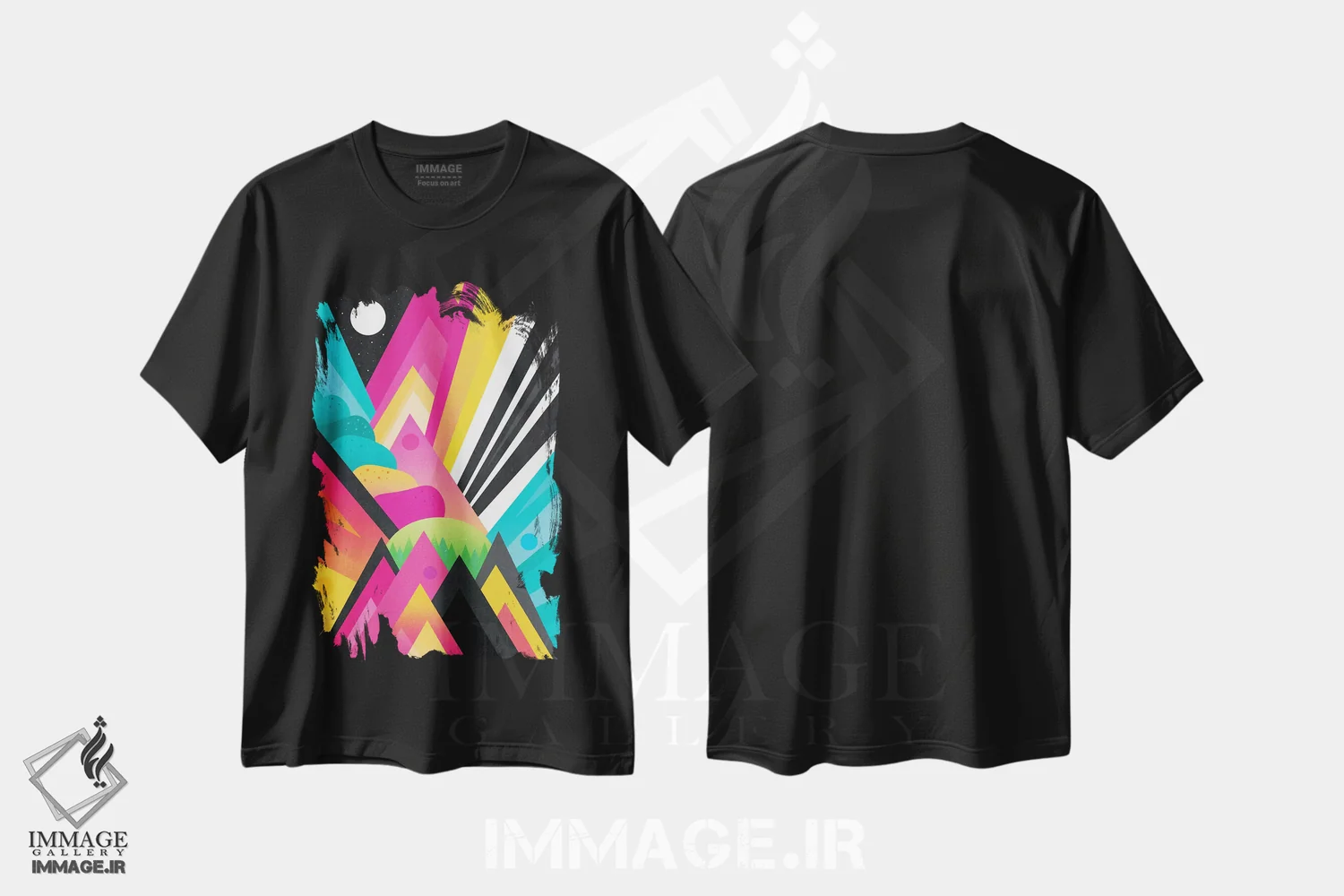 تیشرت مشکی طرح دار باغ فضایی، آبستره اثر الیزابت فردریکسون | فروشگاه ایماژ