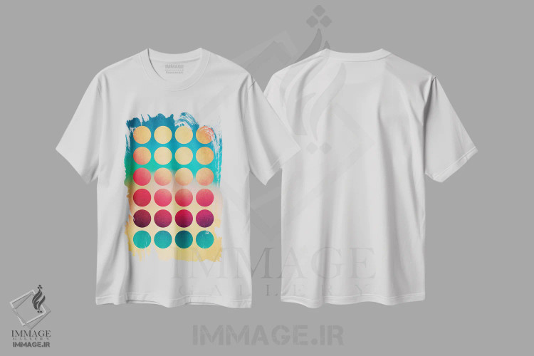 تیشرت سفید طرح دار تابستان در ساحل، آبستره اثر الیزابت فردریکسون | فروشگاه ایماژ