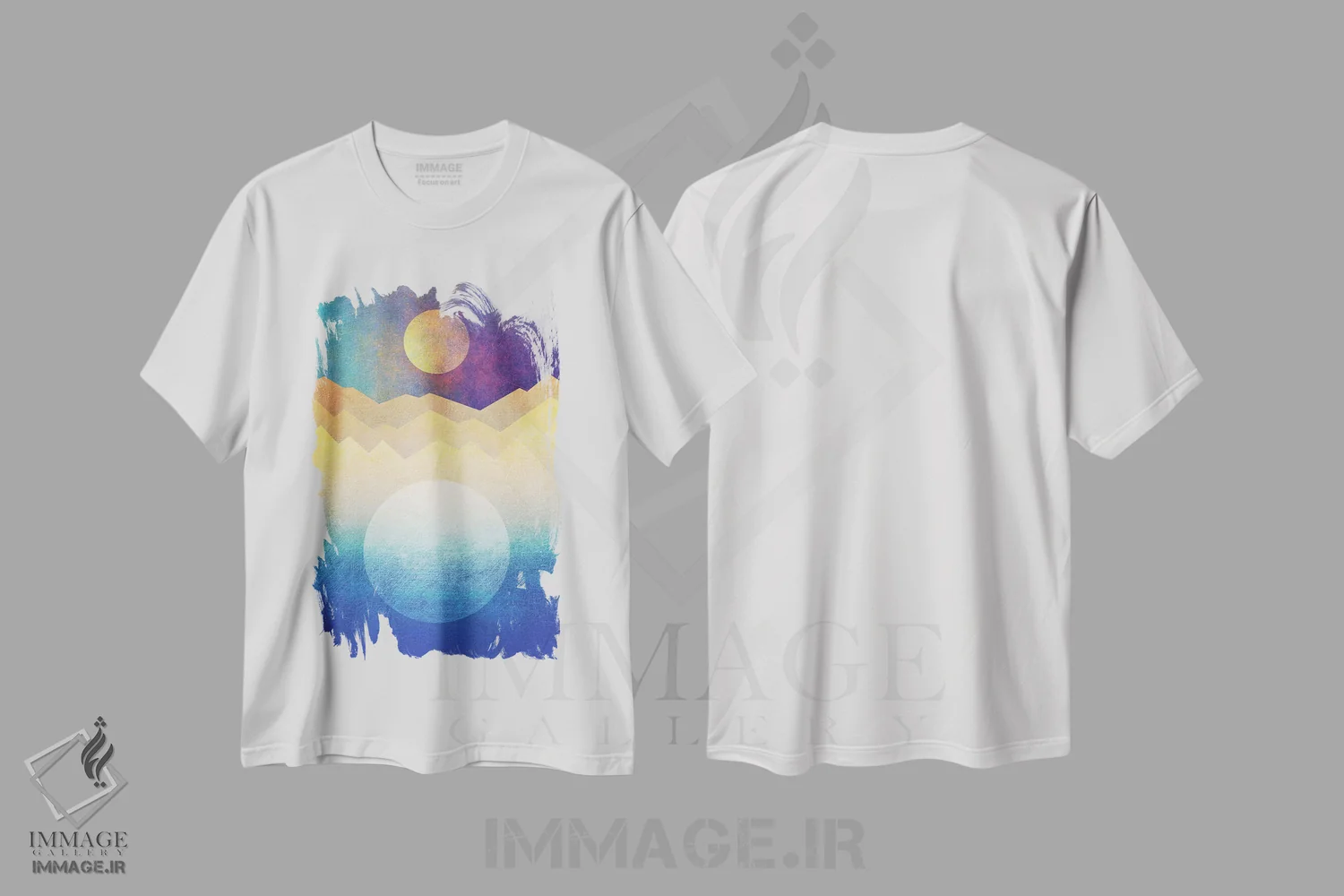 تیشرت سفید طرح دار ماه و خورشید، آبستره اثر الیزابت فردریکسون | immage.ir