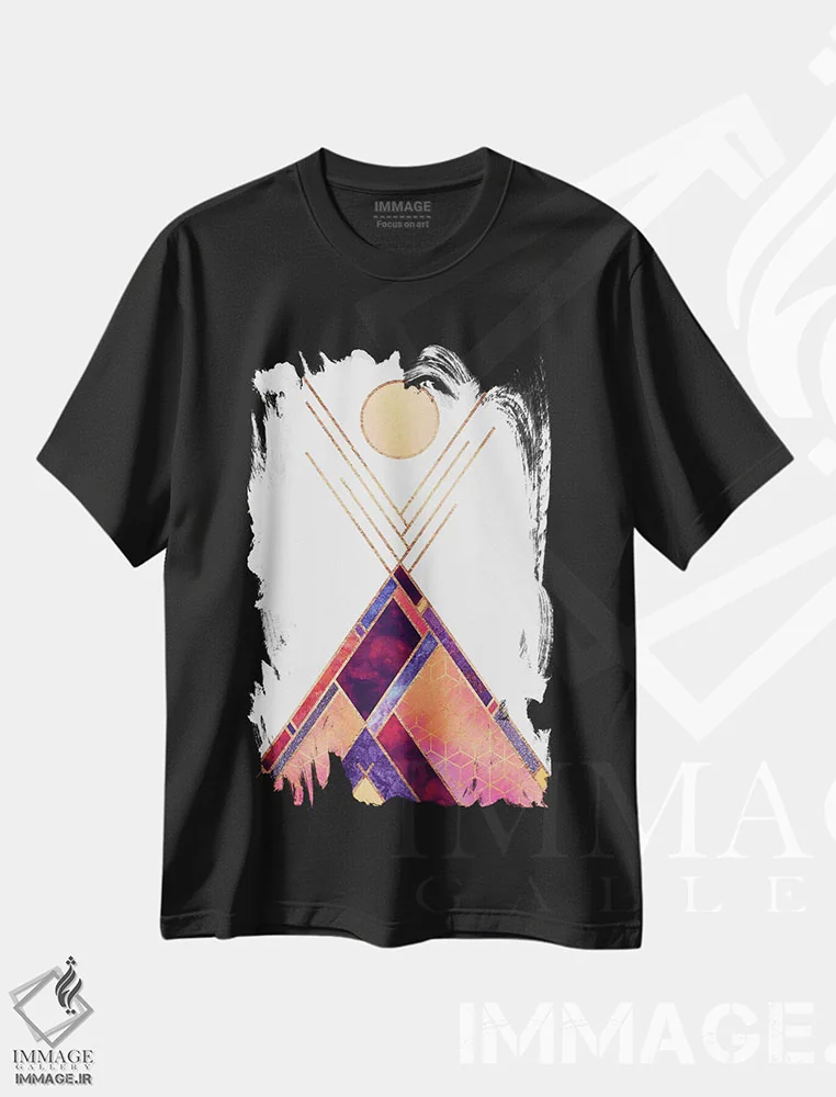 تیشرت مشکی طرح دار کوهستان تیپی، آبستره اثر الیزابت فردریکسون | immage.ir