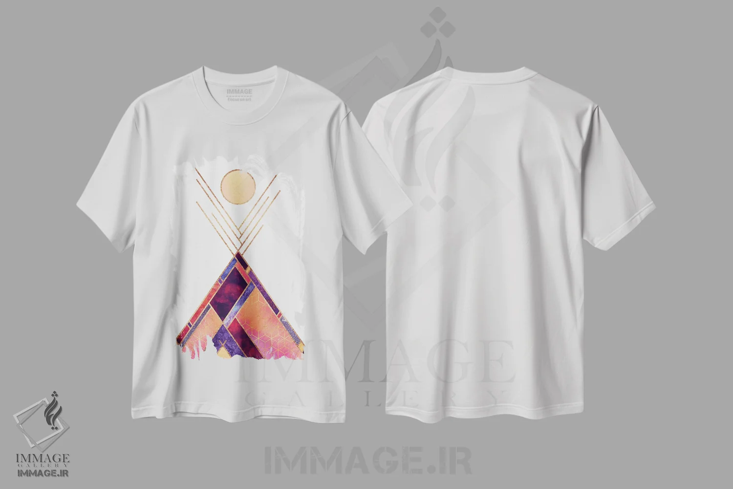 تیشرت سفید طرح دار کوهستان تیپی، آبستره اثر الیزابت فردریکسون | فروشگاه ایماژ