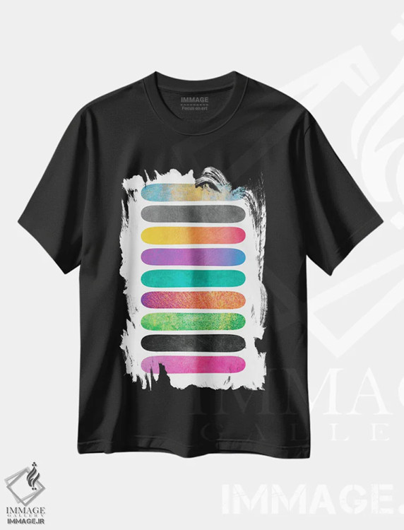 تیشرت مشکی طرح دار چوب های گرمسیری، آبستره اثر الیزابت فردریکسون | immage.ir