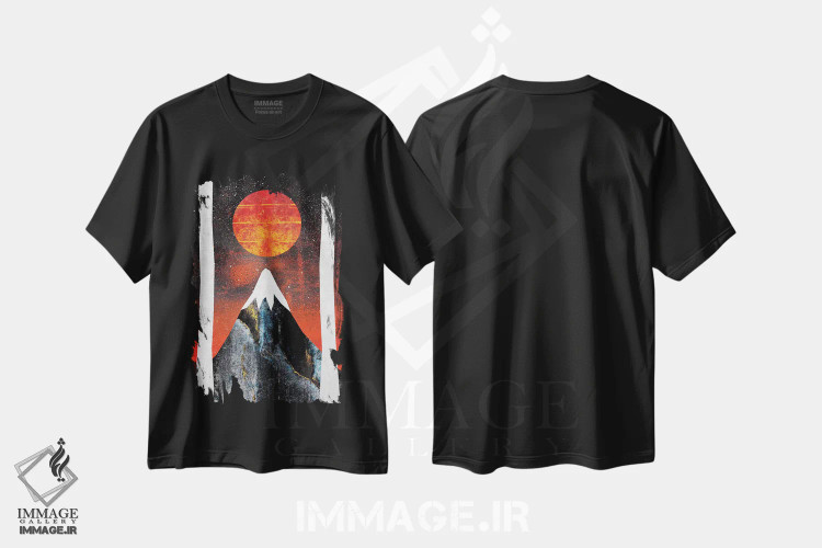 تیشرت مشکی طرح دار دو جهان ۲، تزئینی اثر الیزابت فردریکسون | فروشگاه ایماژ