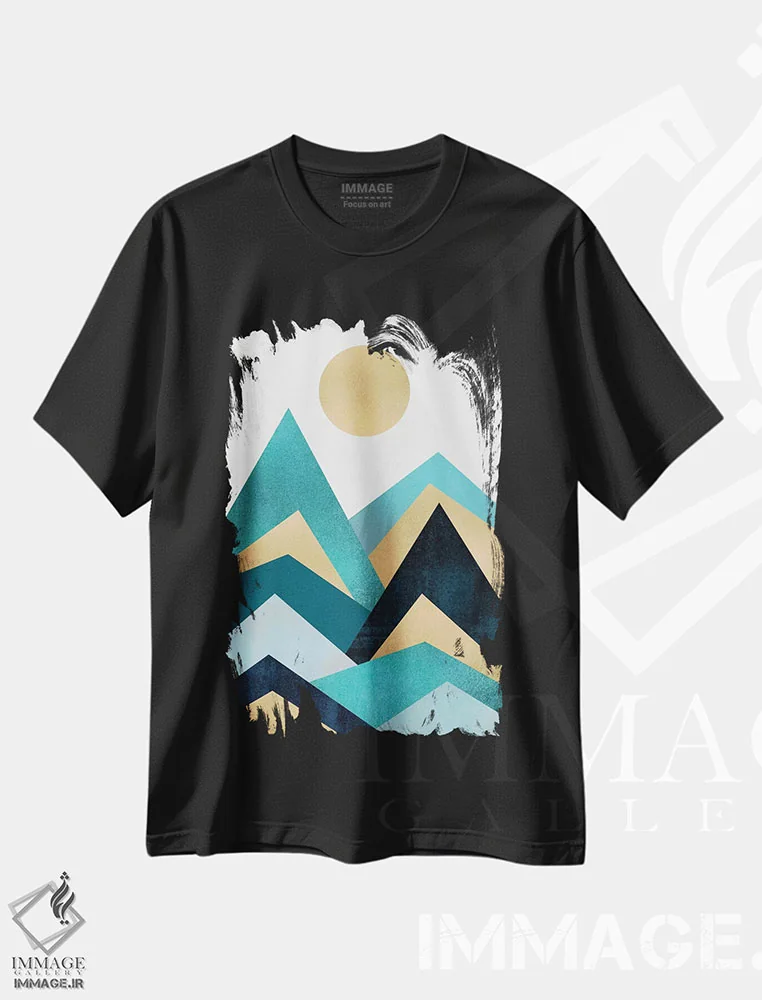 تیشرت مشکی طرح دار امواج، آبستره اثر الیزابت فردریکسون | immage.ir