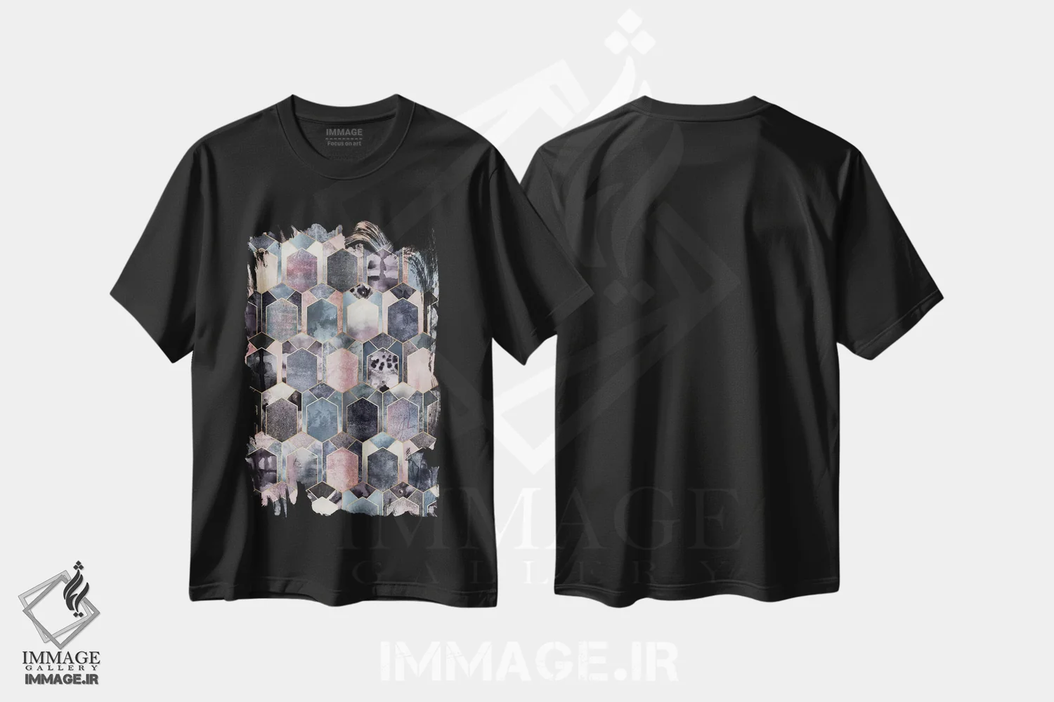 تیشرت مشکی طرح دار رویای آرت دکو ۱، آبستره اثر الیزابت فردریکسون | فروشگاه ایماژ