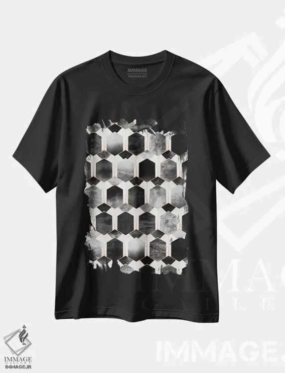 تیشرت مشکی طرح دار رویای آرت دکو ۳، آبستره اثر الیزابت فردریکسون | فروشگاه ایماژ