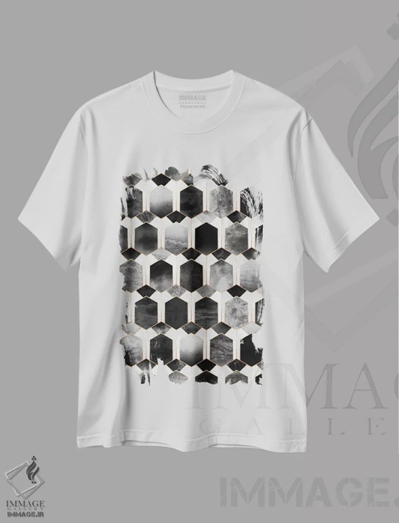 تیشرت سفید طرح دار رویای آرت دکو ۳، آبستره اثر الیزابت فردریکسون | immage.ir