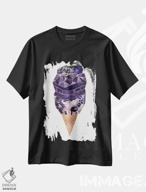 تیشرت مشکی طرح دار بستنی ۱، تزئینی اثر الیزابت فردریکسون | immage.ir