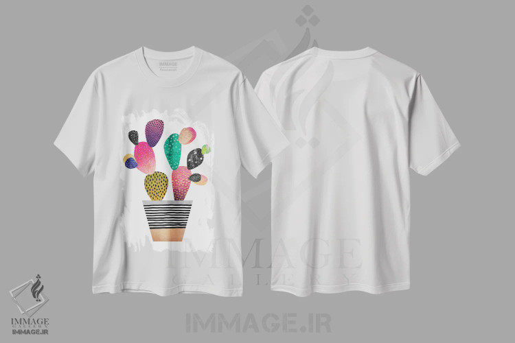 تیشرت سفید طرح دار کاکتوس شاد، تزئینی اثر الیزابت فردریکسون | immage.ir