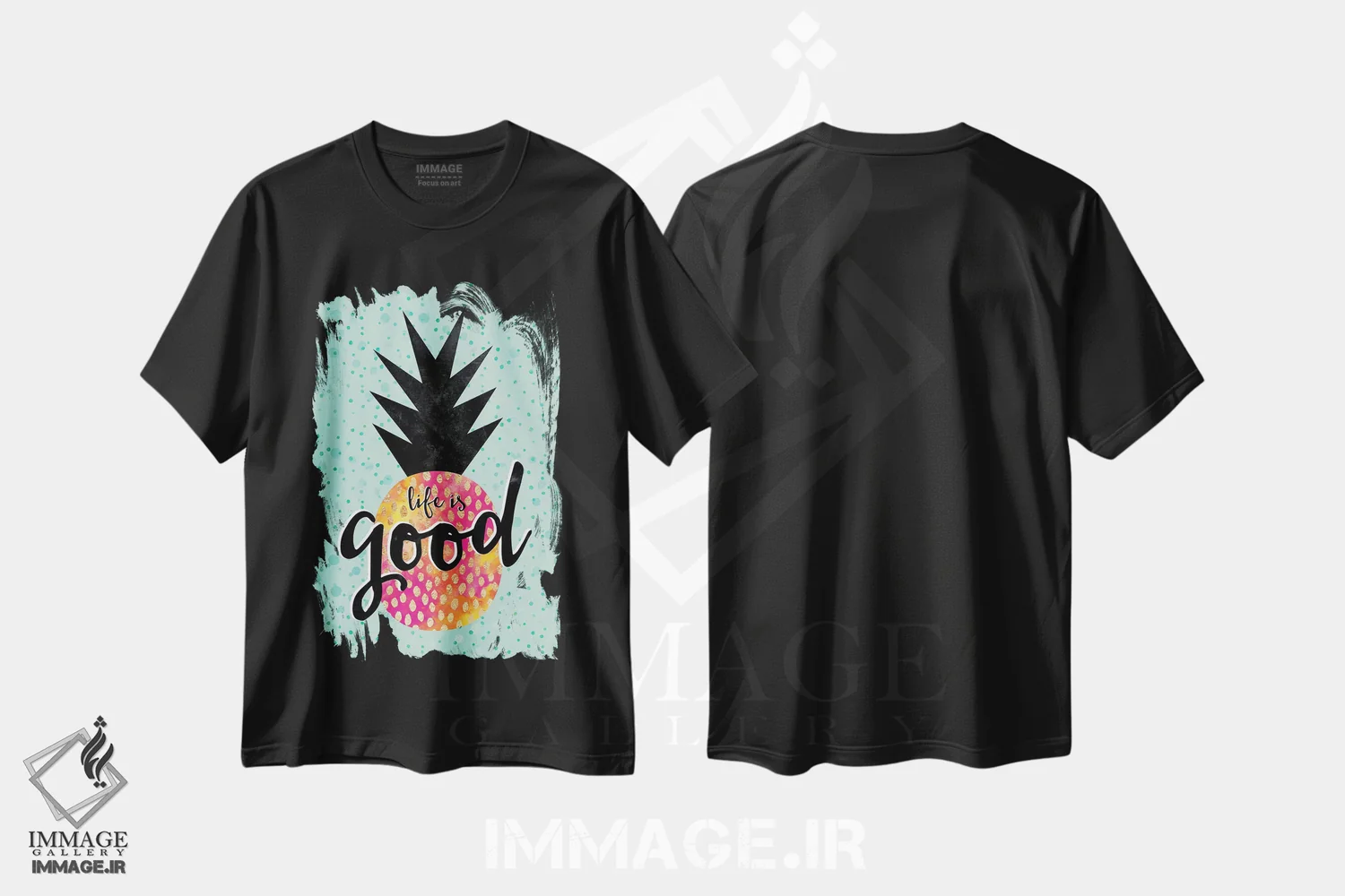 تیشرت مشکی طرح دار زندگی شیرین است، دکور ساحلی اثر الیزابت فردریکسون | فروشگاه ایماژ