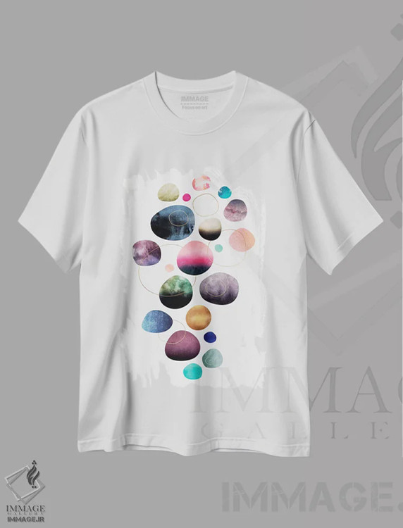 تیشرت سفید طرح دار سنگریزه های محبوب من، آبستره اثر الیزابت فردریکسون | immage.ir