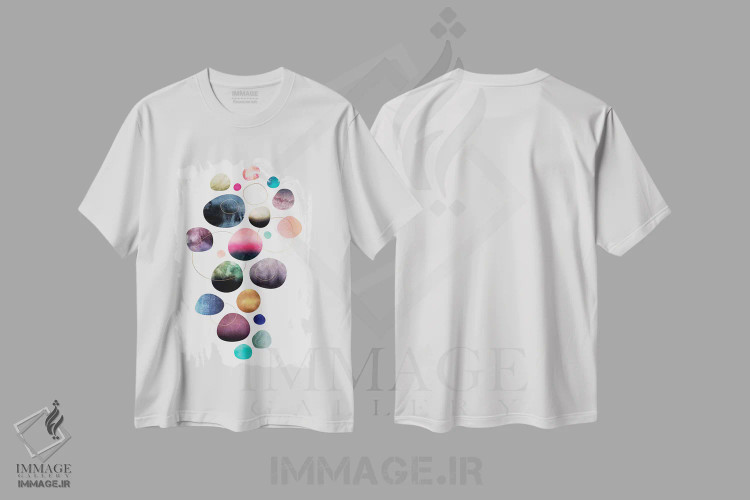 تیشرت سفید طرح دار سنگریزه های محبوب من، آبستره اثر الیزابت فردریکسون | immage.ir