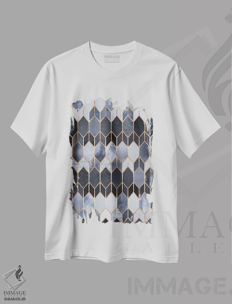 تیشرت سفید طرح دار شیشه رنگی ۴، آبستره اثر الیزابت فردریکسون | فروشگاه ایماژ