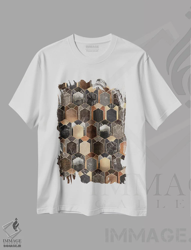 تیشرت سفید طرح دار رویای آرت دکو ۴، آبستره اثر الیزابت فردریکسون | immage.ir