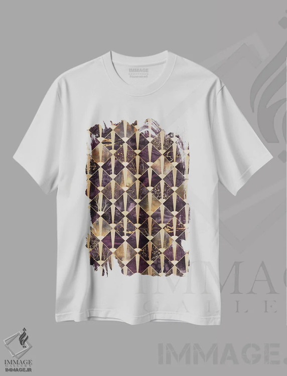 تیشرت سفید طرح دار کاشی های آرت دکو ۲، آبستره اثر الیزابت فردریکسون | immage.ir