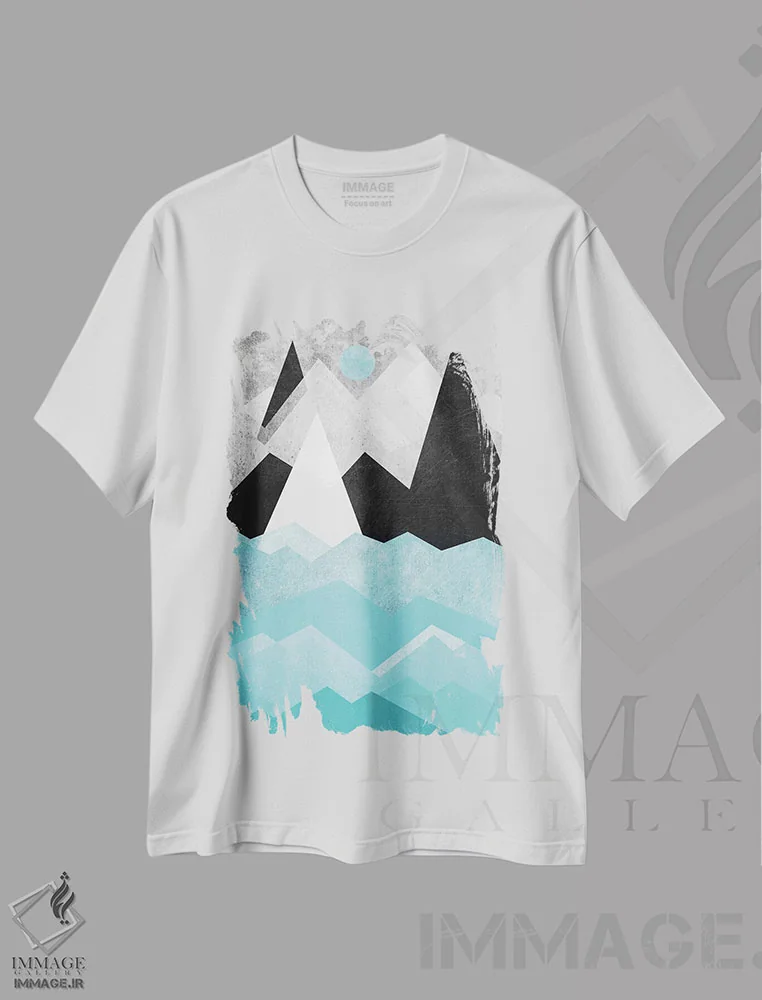 تیشرت سفید طرح دار سرزمین آب نبات، آبستره اثر الیزابت فردریکسون | فروشگاه ایماژ