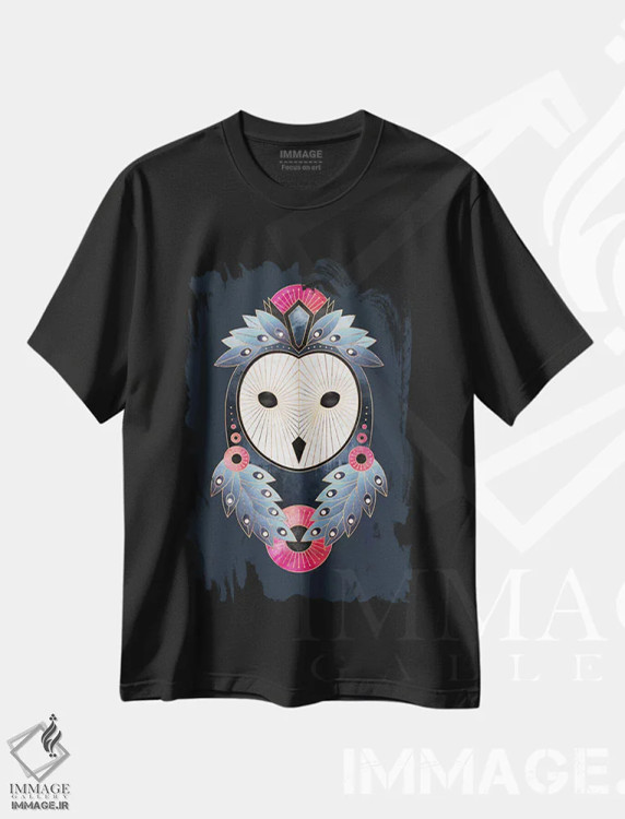 تیشرت مشکی طرح دار جغد I، تزئینی اثر الیزابت فردریکسون | فروشگاه ایماژ