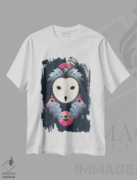 تیشرت سفید طرح دار جغد I، تزئینی اثر الیزابت فردریکسون | immage.ir