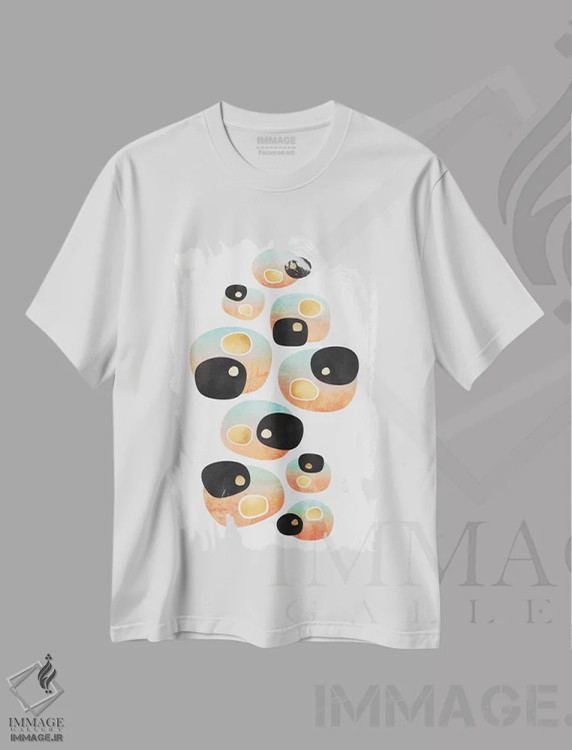 تیشرت سفید طرح دار قلوه سنگ های استوایی اثر الیزابت فردریکسون | فروشگاه ایماژ