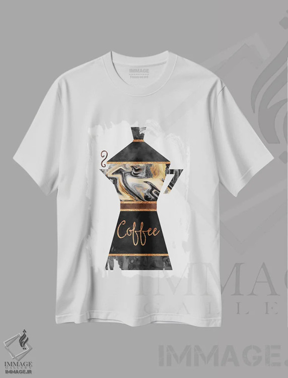 تیشرت سفید طرح دار قهوه، تزئینی اثر الیزابت فردریکسون | فروشگاه ایماژ
