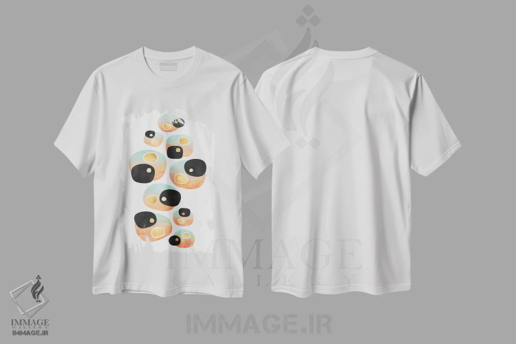 تیشرت سفید طرح دار قلوه سنگ های استوایی اثر الیزابت فردریکسون | فروشگاه ایماژ