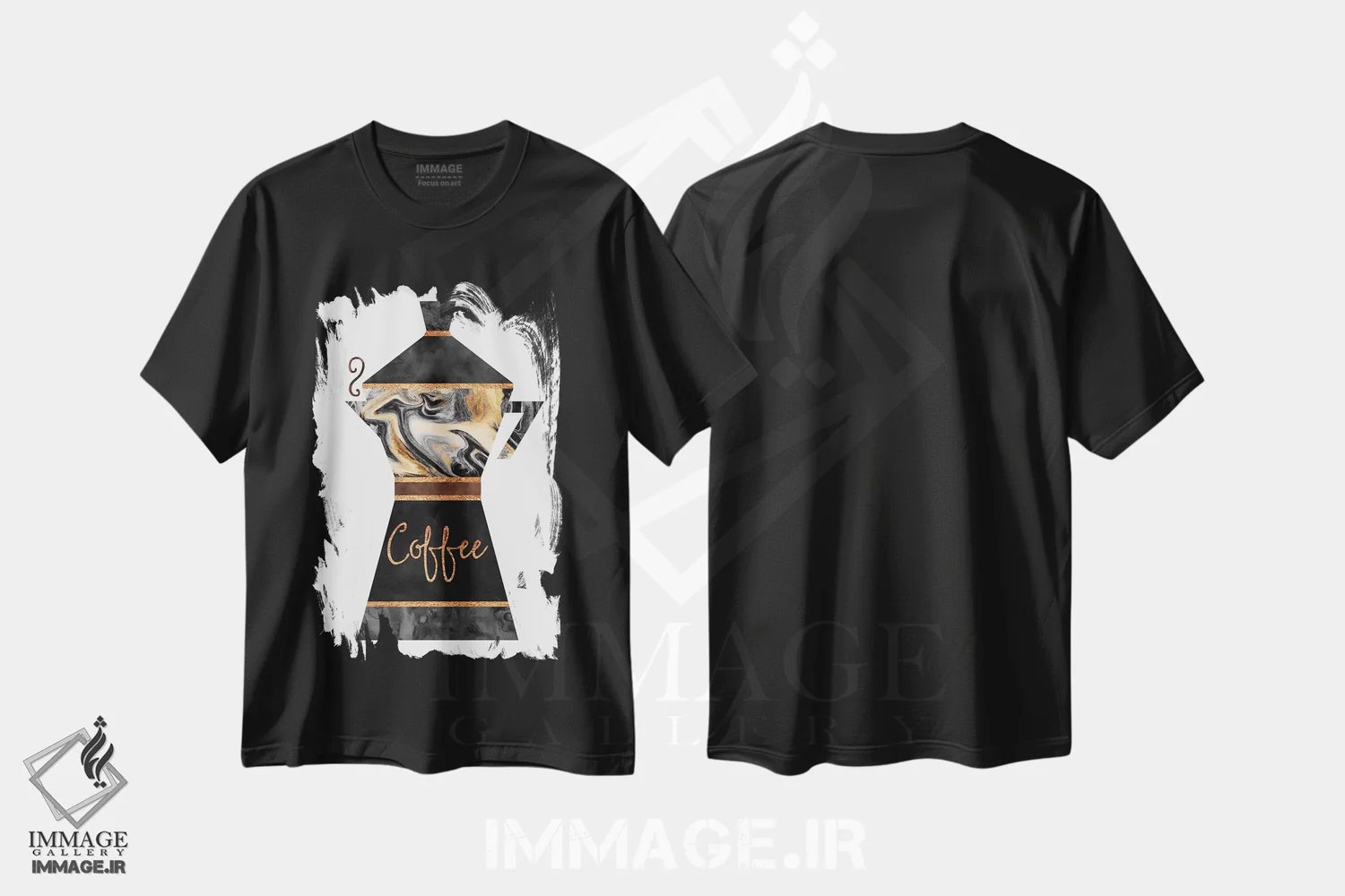 تیشرت مشکی طرح دار قهوه، تزئینی اثر الیزابت فردریکسون | immage.ir