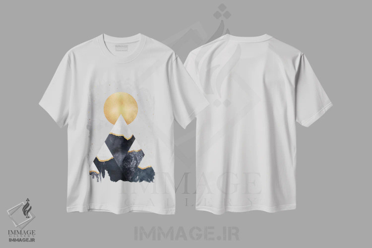 تیشرت سفید طرح دار کوه های زمستانی، آبستره اثر الیزابت فردریکسون | immage.ir