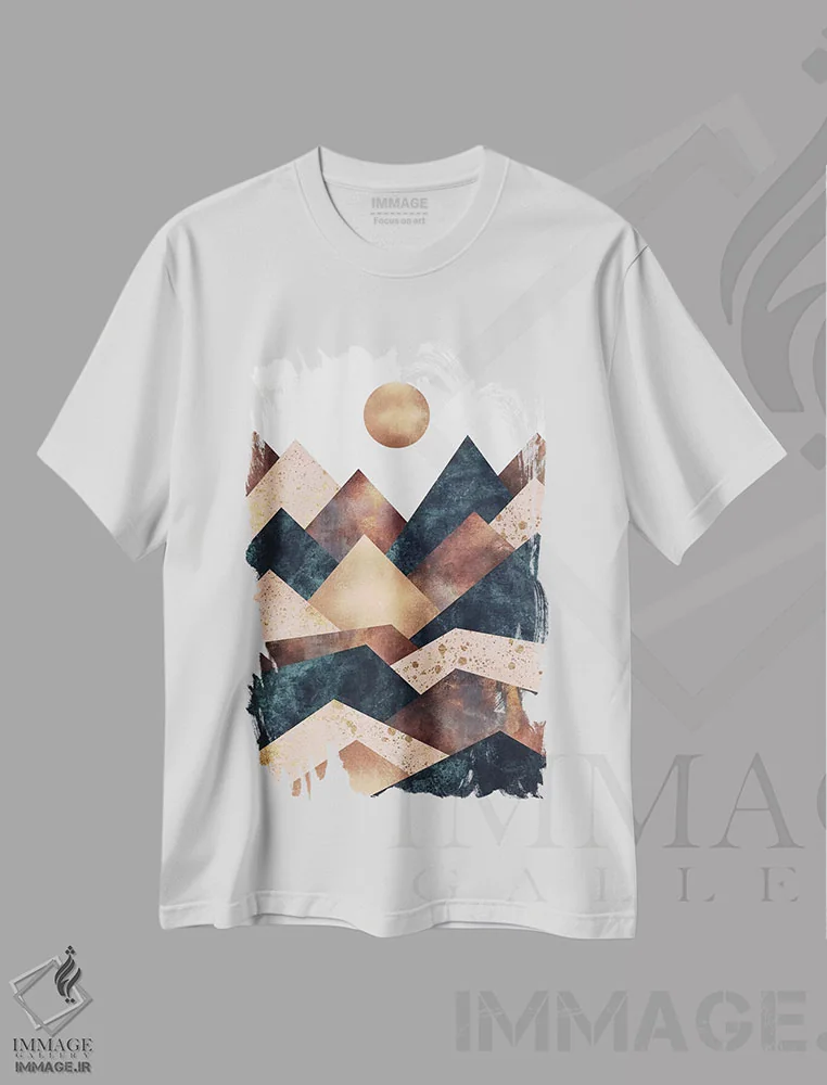 تیشرت سفید طرح دار قلل پاییزی اثر الیزابت فردریکسون | immage.ir