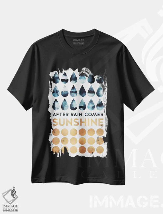تیشرت مشکی طرح دار پس از باران، آفتاب می آید، تزئینی اثر الیزابت فردریکسون | فروشگاه ایماژ