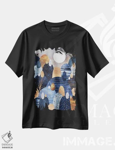 تیشرت مشکی طرح دار Blue,سرزمین کوچک قلوه سنگ ها، آبی، آبستره اثر الیزابت فردریکسون | فروشگاه ایماژ
