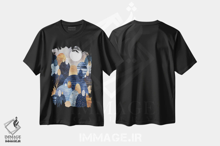 تیشرت مشکی طرح دار Blue,سرزمین کوچک قلوه سنگ ها، آبی، آبستره اثر الیزابت فردریکسون | فروشگاه ایماژ