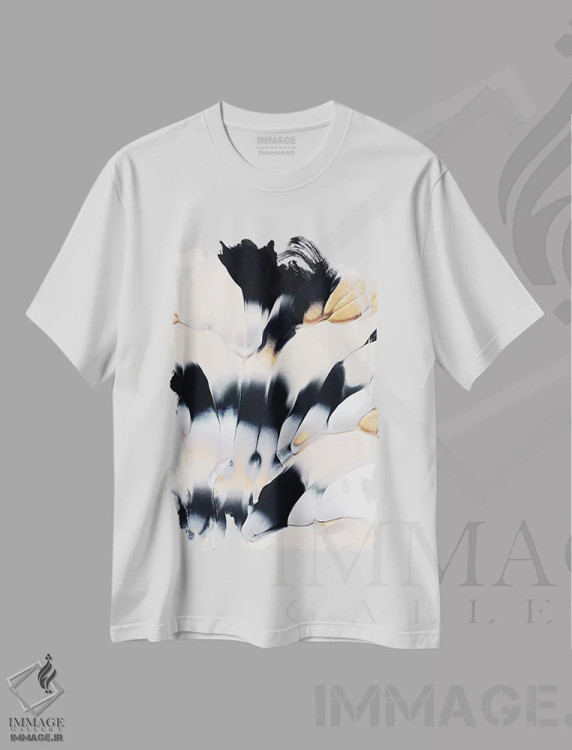 تیشرت سفید طرح دار جریان انتزاعی I اثر الیزابت فردریکسون | فروشگاه ایماژ