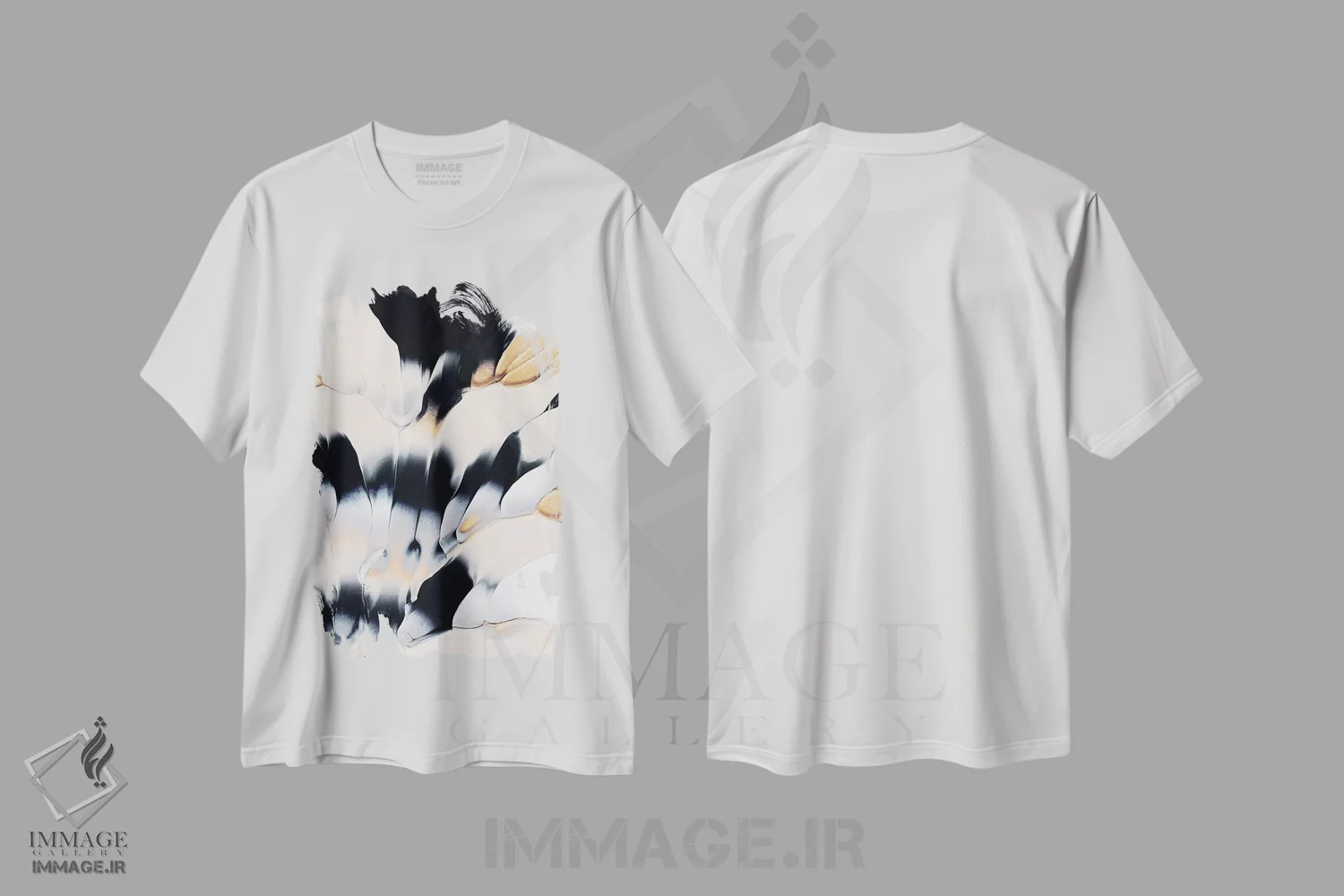 تیشرت سفید طرح دار جریان انتزاعی I اثر الیزابت فردریکسون | فروشگاه ایماژ