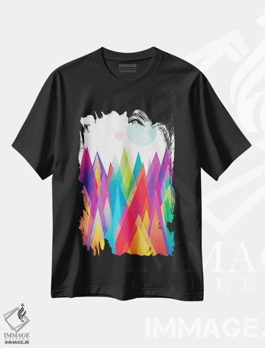 تیشرت مشکی طرح دار سرزمین رنگارنگ، آبستره اثر الیزابت فردریکسون | فروشگاه ایماژ