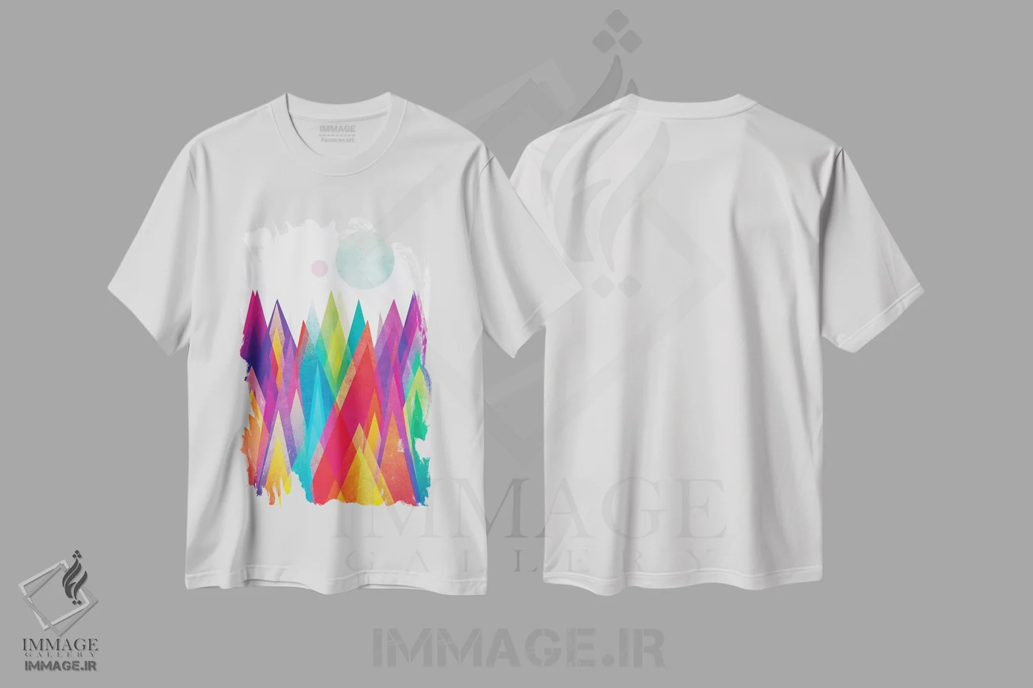 تیشرت سفید طرح دار سرزمین رنگارنگ، آبستره اثر الیزابت فردریکسون | immage.ir