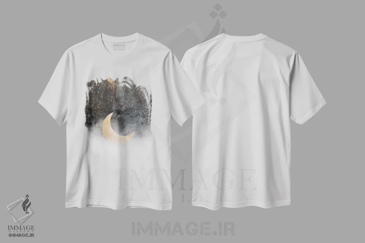 تیشرت سفید طرح دار ماه هلالی، تزئینی اثر الیزابت فردریکسون | فروشگاه ایماژ