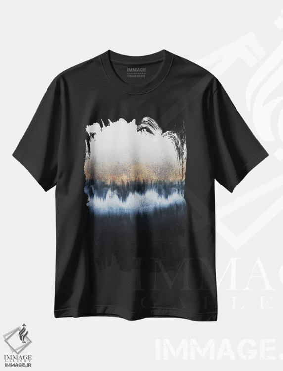 تیشرت مشکی طرح دار افق طلایی اثر الیزابت فردریکسون | فروشگاه ایماژ