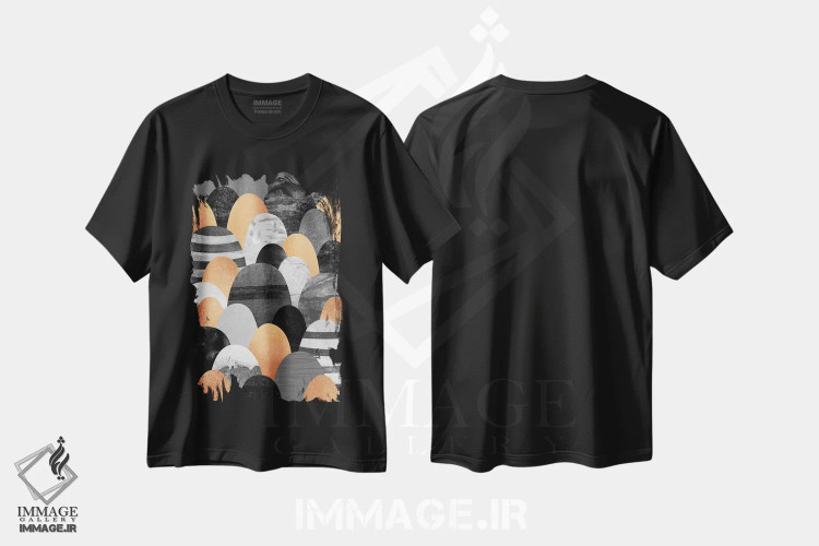 تیشرت مشکی طرح دار سنگ های مسی، آبستره اثر الیزابت فردریکسون | immage.ir
