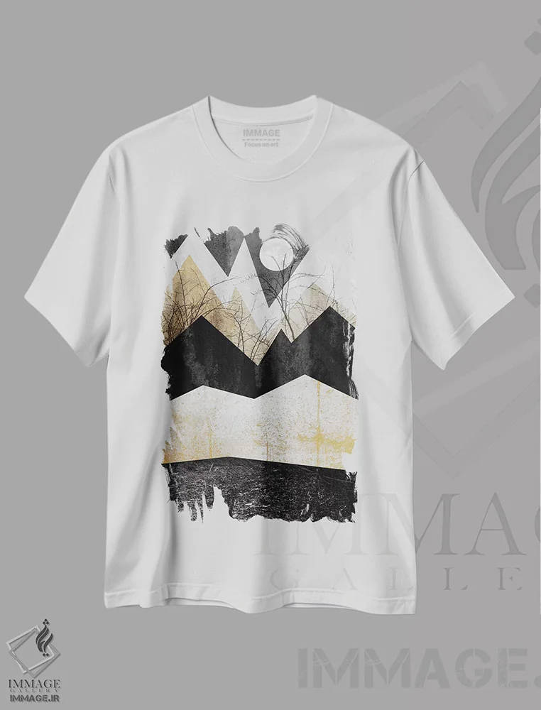 تیشرت سفید طرح دار پایان زمستان، آبستره اثر الیزابت فردریکسون | فروشگاه ایماژ