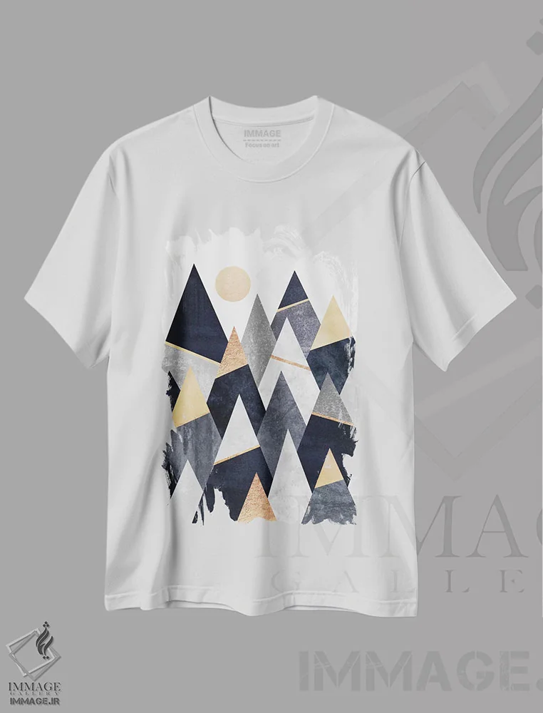 تیشرت سفید طرح دار کوه های شیک، آبستره اثر الیزابت فردریکسون | immage.ir