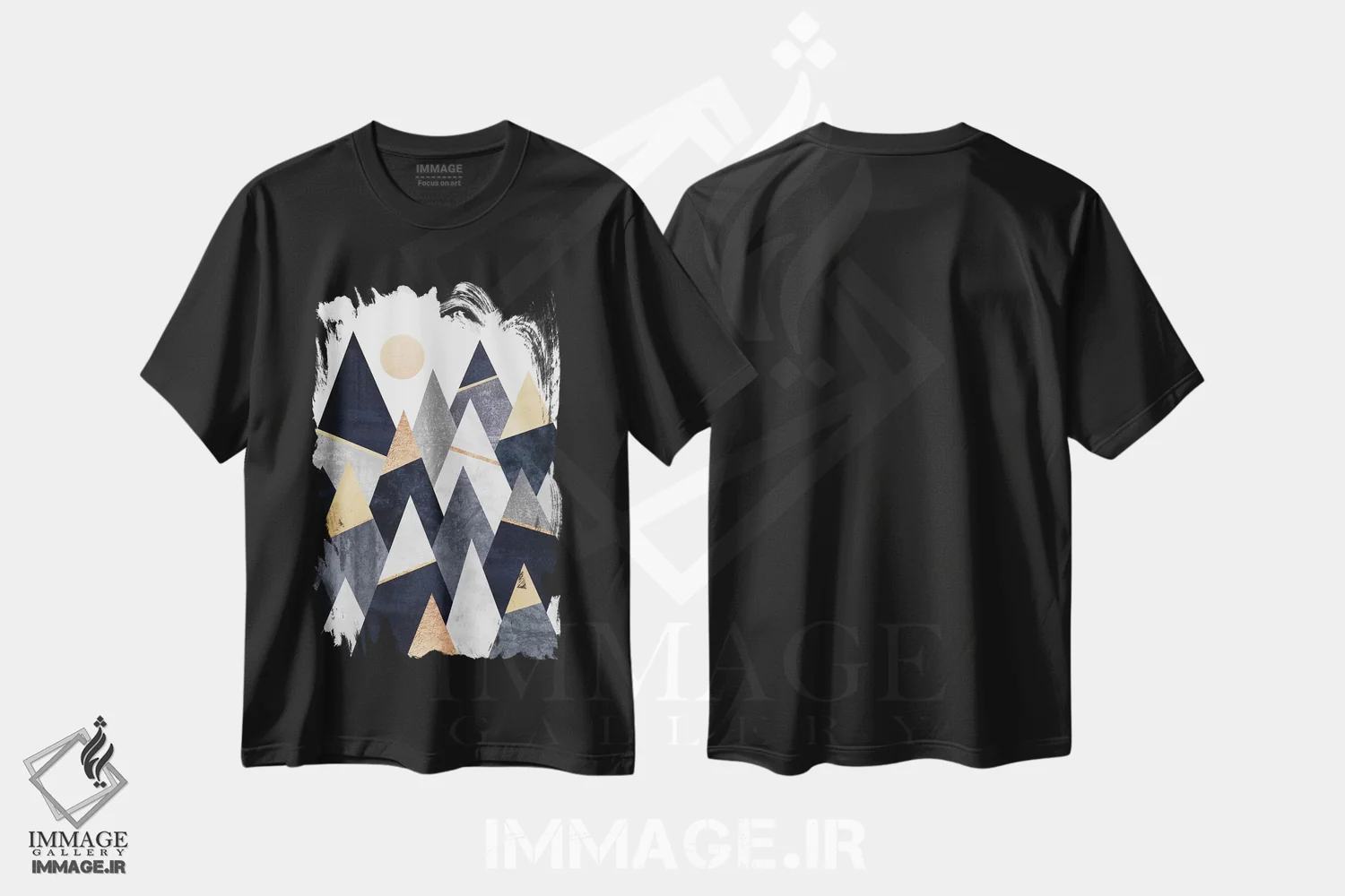 تیشرت مشکی طرح دار کوه های شیک، آبستره اثر الیزابت فردریکسون | فروشگاه ایماژ