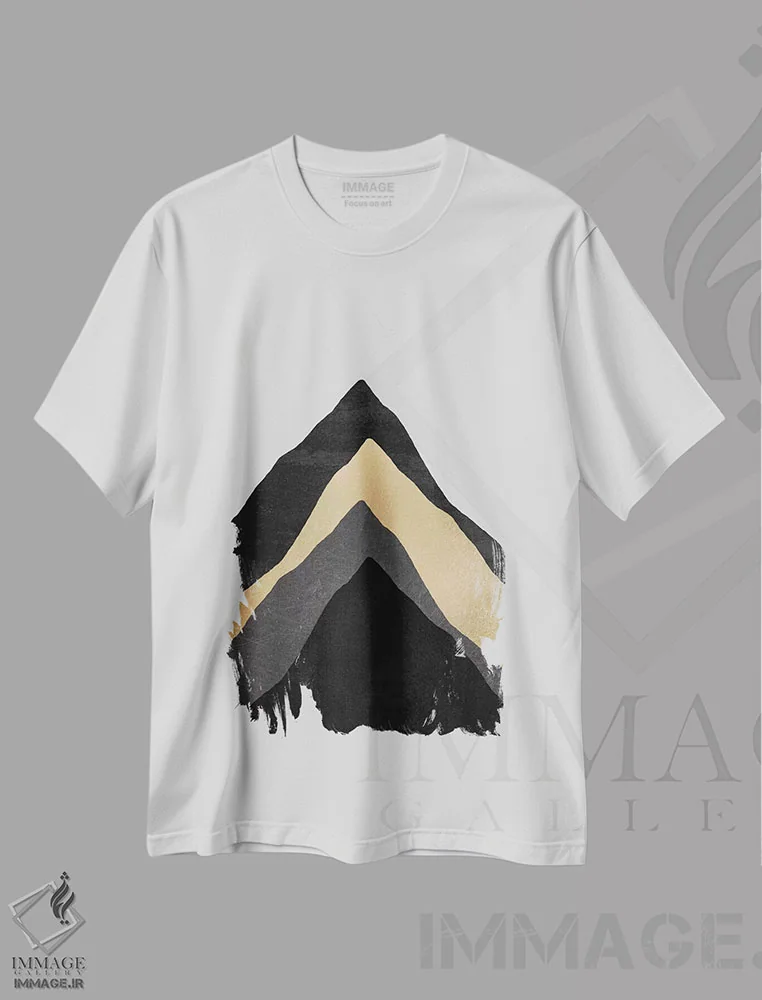 تیشرت سفید طرح دار چهار کوه، آبستره اثر الیزابت فردریکسون | immage.ir