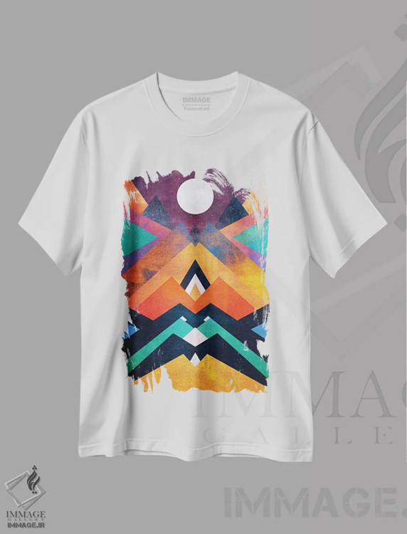 تیشرت سفید طرح دار ماه کامل، آبستره اثر الیزابت فردریکسون | فروشگاه ایماژ