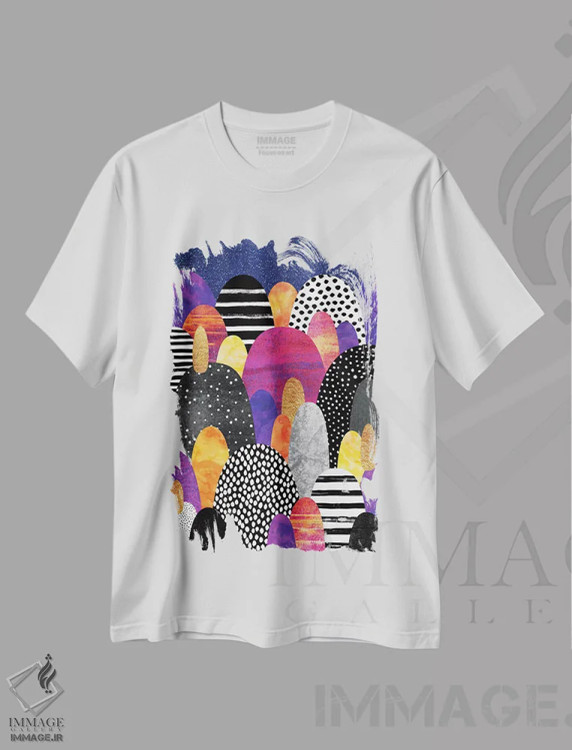 تیشرت سفید طرح دار شب بخیر، آبستره اثر الیزابت فردریکسون | فروشگاه ایماژ