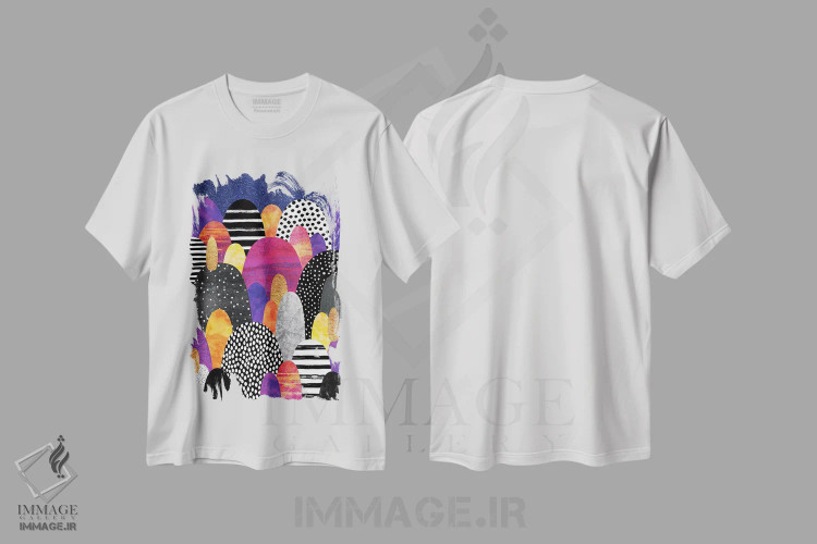 تیشرت سفید طرح دار شب بخیر، آبستره اثر الیزابت فردریکسون | فروشگاه ایماژ