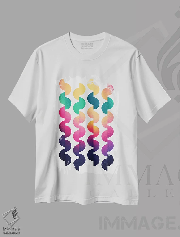 تیشرت سفید طرح دار شادی تابستان، آبستره اثر الیزابت فردریکسون | فروشگاه ایماژ