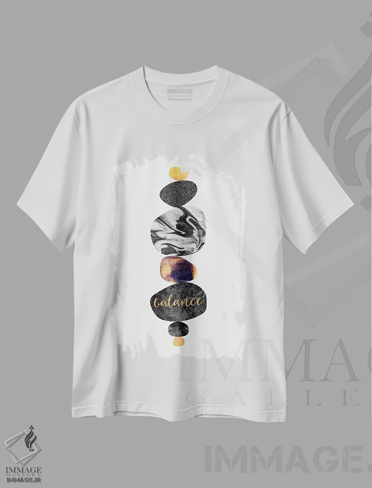 تیشرت سفید طرح دار تعادل I، تزئینی اثر الیزابت فردریکسون | immage.ir