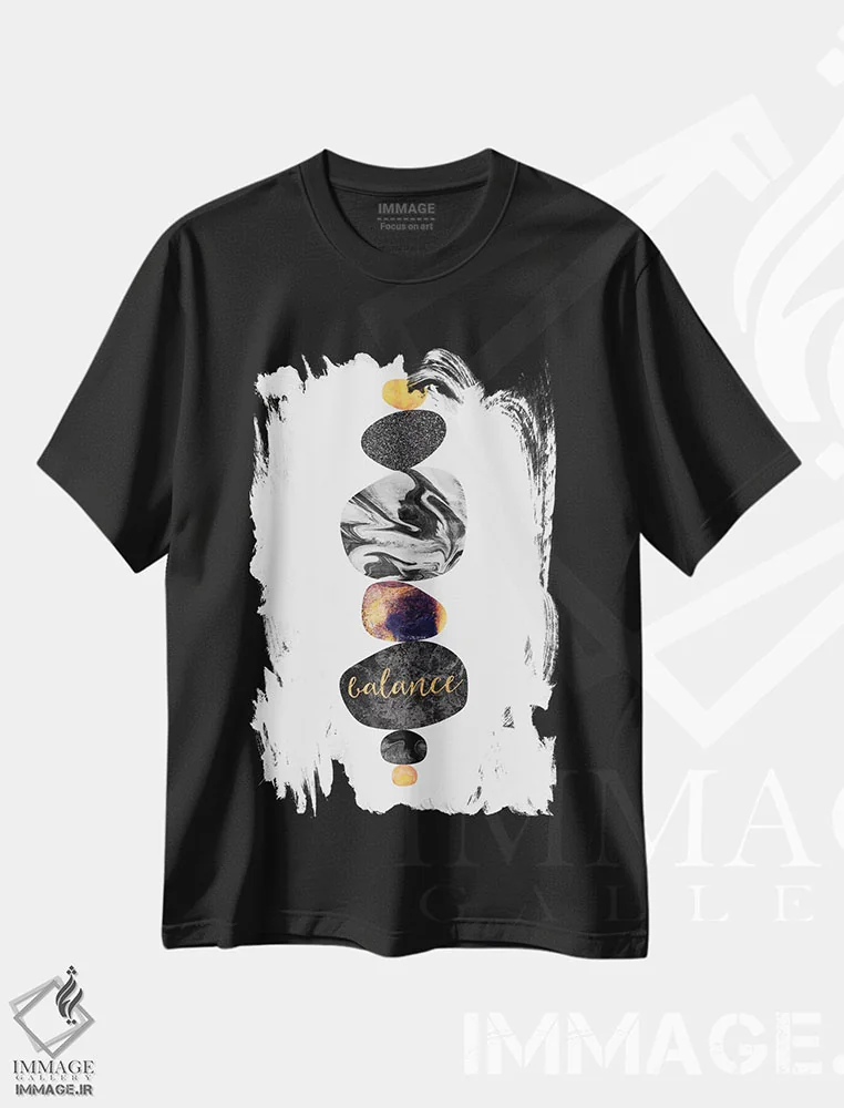 تیشرت مشکی طرح دار تعادل I، تزئینی اثر الیزابت فردریکسون | فروشگاه ایماژ