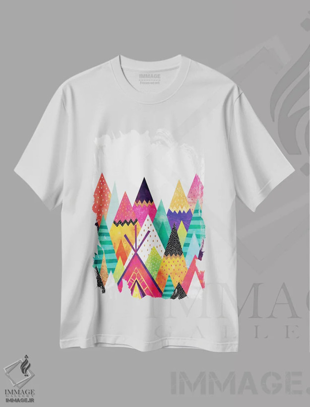 تیشرت سفید طرح دار سرزمین رنگ ها، آبستره اثر الیزابت فردریکسون | فروشگاه ایماژ